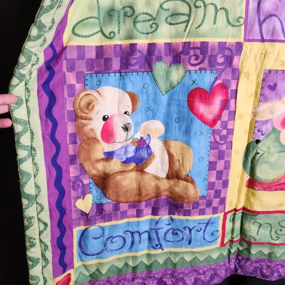 Michelle L Palmer Baby Quilt Reversible Animal Nursery Blanket 32x42 Multicolor